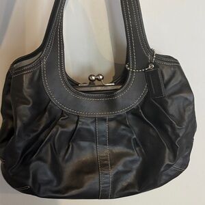 Vintage coach black turn lock bag